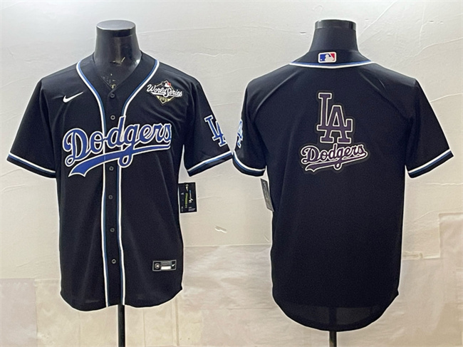 Men's Los Angeles Dodgers Team Big Logo Black Fashion 2025 World Series Cool Base Stitched Baseball Jersey 004 Men's Los Angeles Dodgers Team Big Logo Black Fashion 2025 World Series Cool Base Stitched Baseball Jersey 004